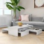 Set of glossy white stackable coffee tables 100x100x26.5 cm by vidaXL, Coffee table - Ref: Foro24-806801, Price: 44,37 €, Dis...