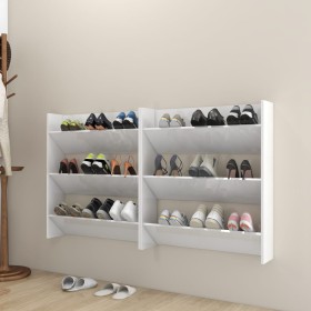 Wall shoe racks 2 pcs glossy white plywood 80x18x90cm by vidaXL, Shoe racks and shoe organizers - Ref: Foro24-806790, Price: ...