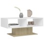 Mesa de centro contrachapada blanco y roble 103,5x50x44,5 cm de vidaXL, Mesas de centro - Ref: Foro24-806827, Precio: 59,76 €...