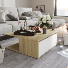 White and oak plywood coffee table 80x80x31 cm by vidaXL, Coffee table - Ref: Foro24-806881, Price: 68,99 €, Discount: %