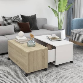 White and oak plywood coffee table 75x75x38 cm by vidaXL, Coffee table - Ref: Foro24-806872, Price: 68,28 €, Discount: %