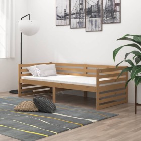 Honey brown solid pine wood sofa bed 90x200 cm by vidaXL, Beds and slatted bases - Ref: Foro24-806948, Price: 105,99 €, Disco...