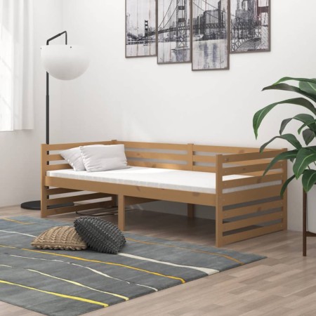 Sofá cama madera maciza de pino marrón miel 90x200 cm de vidaXL, Camas y somieres - Ref: Foro24-806948, Precio: 105,29 €, Des...