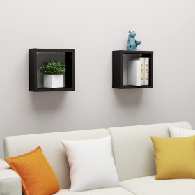 Estante cubo pared 2 uds negro 30x15x30 cm de vidaXL, Estantes y estanterías - Ref: Foro24-807001, Precio: 23,78 €, Descuento: %