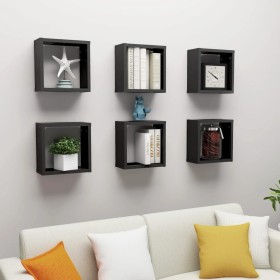 Estante cubo pared 6 uds negro 30x15x30 cm de vidaXL, Estantes y estanterías - Ref: Foro24-807003, Precio: 51,72 €, Descuento: %