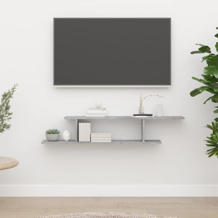 Concrete gray plywood TV wall shelf 125x18x23 cm by vidaXL, Shelves and shelves - Ref: Foro24-806993, Price: 23,58 €, Discoun...