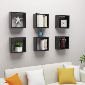 Cube wall shelves 6 units glossy black 30x15x30 cm by vidaXL, Shelves and shelves - Ref: Foro24-807021, Price: 41,19 €, Disco...