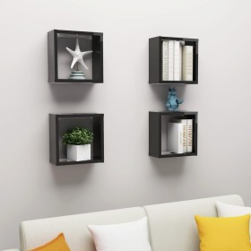 Cube wall shelves 4 units glossy black 30x15x30 cm by vidaXL, Shelves and shelves - Ref: Foro24-807020, Price: 31,67 €, Disco...