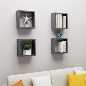 Cube wall shelves 4 units glossy gray 30x15x30 cm by vidaXL, Shelves and shelves - Ref: Foro24-807023, Price: 33,48 €, Discou...