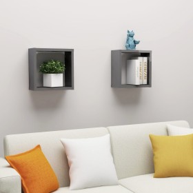 Cube wall shelves 2 units glossy gray 30x15x30 cm by vidaXL, Shelves and shelves - Ref: Foro24-807022, Price: 20,30 €, Discou...