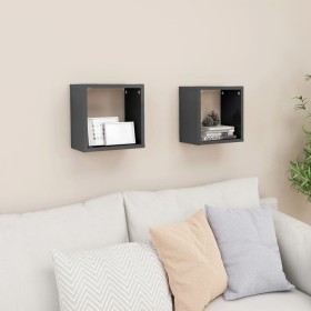 Cube wall shelves 2 units glossy gray 26x15x26 cm by vidaXL, Shelves and shelves - Ref: Foro24-807049, Price: 19,58 €, Discou...