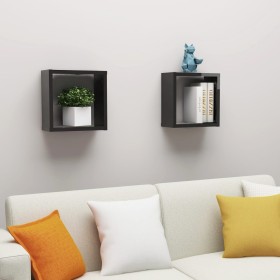 Cube wall shelves 2 units glossy black 30x15x30 cm by vidaXL, Shelves and shelves - Ref: Foro24-807019, Price: 17,99 €, Disco...