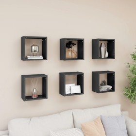 Cube wall shelves 6 units glossy gray 26x15x26 cm by vidaXL, Shelves and shelves - Ref: Foro24-807051, Price: 31,99 €, Discou...