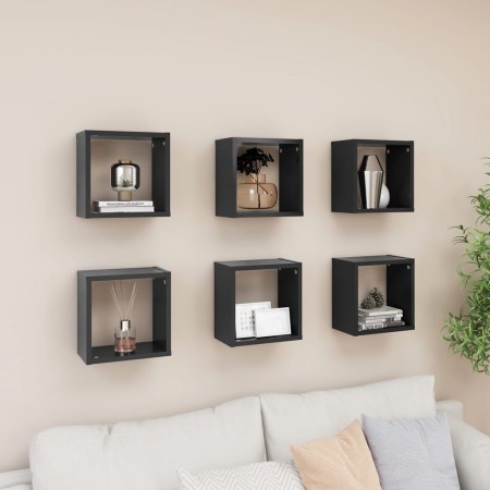 Cube wall shelves 6 pcs gray chipboard 26x15x26 cm by vidaXL, Shelves and shelves - Ref: Foro24-807033, Price: 37,21 €, Disco...