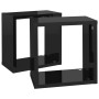 Estantes cubo de pared 2 unidades negro brillo 26x15x26 cm de vidaXL, Estantes y estanterías - Ref: Foro24-807046, Precio: 20...