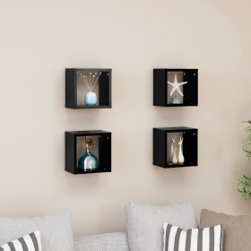 Cube wall shelves 4 units black 22x15x22 cm by vidaXL, Shelves and shelves - Ref: Foro24-807056, Price: 27,91 €, Discount: %