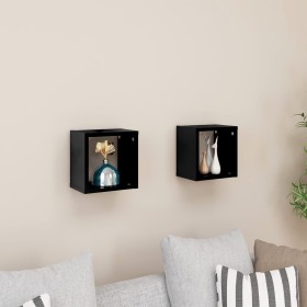 Cube wall shelves 2 units glossy black 22x15x22 cm by vidaXL, Shelves and shelves - Ref: Foro24-807073, Price: 14,99 €, Disco...