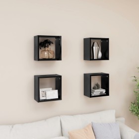 Cube wall shelves 4 units glossy black 26x15x26 cm by vidaXL, Shelves and shelves - Ref: Foro24-807047, Price: 29,99 €, Disco...