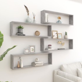 Cube wall shelf 4 units concrete gray plywood 100x15x30cm by vidaXL, Shelves and shelves - Ref: Foro24-807092, Price: 63,10 €...