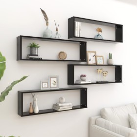 Cube wall shelves 4 pcs black plywood 100x15x30 cm by vidaXL, Shelves and shelves - Ref: Foro24-807083, Price: 62,18 €, Disco...