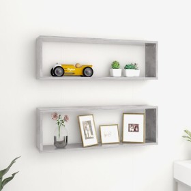 Wall shelf 2 pcs concrete gray plywood 80x15x26.5cm by vidaXL, Shelves and shelves - Ref: Foro24-807118, Price: 29,40 €, Disc...