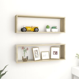 Cube wall shelves 2 pcs oak plywood 80x15x26.5 cm by vidaXL, Shelves and shelves - Ref: Foro24-807115, Price: 27,75 €, Discou...