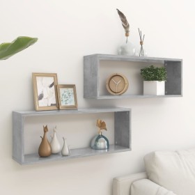 Cube wall shelf 2 pcs concrete gray plywood 60x15x23cm by vidaXL, Shelves and shelves - Ref: Foro24-807145, Price: 37,76 €, D...