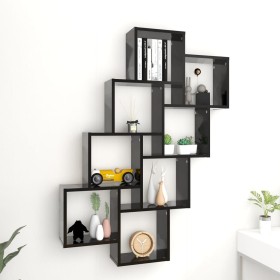 Black plywood cube wall shelf 90x15x119 cm by vidaXL, Shelves and shelves - Ref: Foro24-807179, Price: 49,99 €, Discount: %