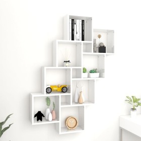 Glossy white plywood wall cube shelf 90x15x119 cm by vidaXL, Shelves and shelves - Ref: Foro24-807184, Price: 50,99 €, Discou...