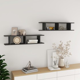 Wall shelves 2 units plywood glossy grey 90x18x20cm by vidaXL, Shelves and shelves - Ref: Foro24-807204, Price: 27,78 €, Disc...