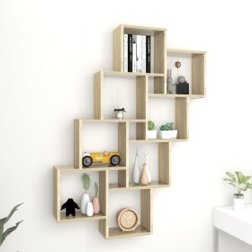 Sonoma oak plywood wall cube shelf 90x15x119 cm by vidaXL, Shelves and shelves - Ref: Foro24-807181, Price: 44,99 €, Discount: %