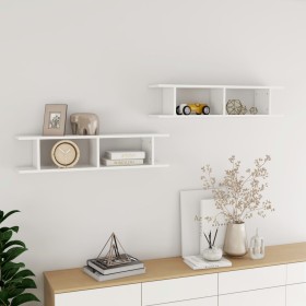 Wall shelves 2 pcs glossy white plywood 90x18x20 cm by vidaXL, Shelves and shelves - Ref: Foro24-807202, Price: 34,62 €, Disc...