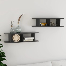 Wall shelf 2 units plywood gray 75x18x20 cm by vidaXL, Shelves and shelves - Ref: Foro24-807189, Price: 28,73 €, Discount: %