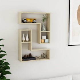 Wall shelves 2 pcs Sonoma oak plywood 50x15x50 cm by vidaXL, Shelves and shelves - Ref: Foro24-807217, Price: 32,99 €, Discou...