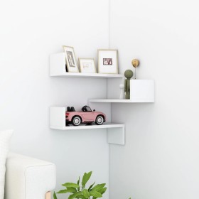 Glossy white engineered wood wall corner shelf by vidaXL, Shelves and shelves - Ref: Foro24-807235, Price: 29,99 €, Discount: %