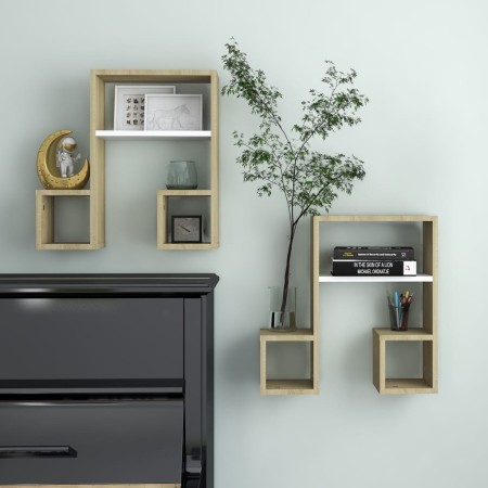 Wall shelves 2 units white and oak plywood 50x15x50cm by vidaXL, Shelves and shelves - Ref: Foro24-807246, Price: 33,81 €, Di...