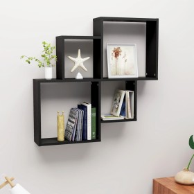 Black plywood cube wall shelf 80x15x78.5 cm by vidaXL, Shelves and shelves - Ref: Foro24-807260, Price: 34,04 €, Discount: %