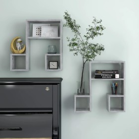 Wall shelves 2 pcs concrete gray plywood 50x15x50 cm by vidaXL, Shelves and shelves - Ref: Foro24-807245, Price: 32,73 €, Dis...