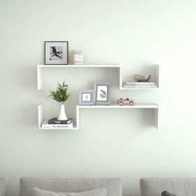 Wall shelves 2 pcs glossy white plywood 100x15x20cm by vidaXL, Shelves and shelves - Ref: Foro24-807274, Price: 32,95 €, Disc...