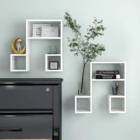 Wall shelves 2 pcs glossy white plywood 50x15x50 cm by vidaXL, Shelves and shelves - Ref: Foro24-807247, Price: 23,96 €, Disc...