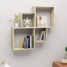 Sonoma oak plywood wall cube shelf 80x15x78.5 cm by vidaXL, Shelves and shelves - Ref: Foro24-807262, Price: 33,48 €, Discoun...