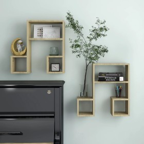 Wall shelves 2 units plywood Sonoma oak 50x15x50 cm by vidaXL, Shelves and shelves - Ref: Foro24-807244, Price: 32,50 €, Disc...