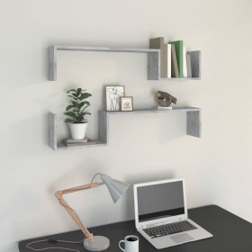 Wall shelves 2 pcs gray engineered wood 100x15x20 cm by vidaXL, Shelves and shelves - Ref: Foro24-807272, Price: 23,27 €, Dis...