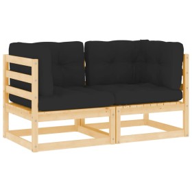 Garten-Ecksofas, 2 Stück, Kissen aus massivem Kiefernholz von vidaXL, Modulare Sofas für den Außenbereich - Ref: Foro24-80728...