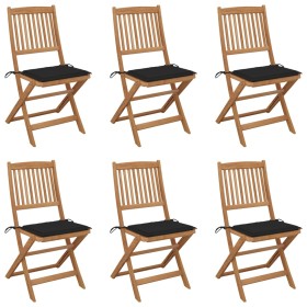 6 pcs folding garden chairs and solid acacia wood cushions by vidaXL, Garden chairs - Ref: Foro24-3075001, Price: 323,86 €, D...