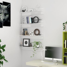 Wall shelf 4 pcs glossy white plywood 80x11.5x18cm by vidaXL, Shelves and shelves - Ref: Foro24-807346, Price: 34,87 €, Disco...