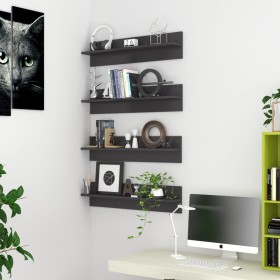 Wall shelf 4 pcs glossy gray plywood 80x11.5x18 cm by vidaXL, Shelves and shelves - Ref: Foro24-807350, Price: 25,99 €, Disco...