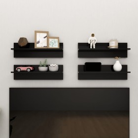 Wall shelf 4 pcs glossy black plywood 60x11.5x18 cm by vidaXL, Shelves and shelves - Ref: Foro24-807330, Price: 23,90 €, Disc...