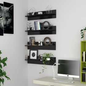 Wall shelf 4 pcs glossy black plywood 80x11.5x18cm by vidaXL, Shelves and shelves - Ref: Foro24-807348, Price: 28,30 €, Disco...