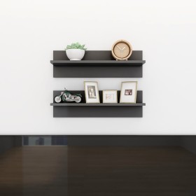 Wall shelf 2 pcs glossy gray plywood 60x11.5x18 cm by vidaXL, Shelves and shelves - Ref: Foro24-807331, Price: 15,99 €, Disco...